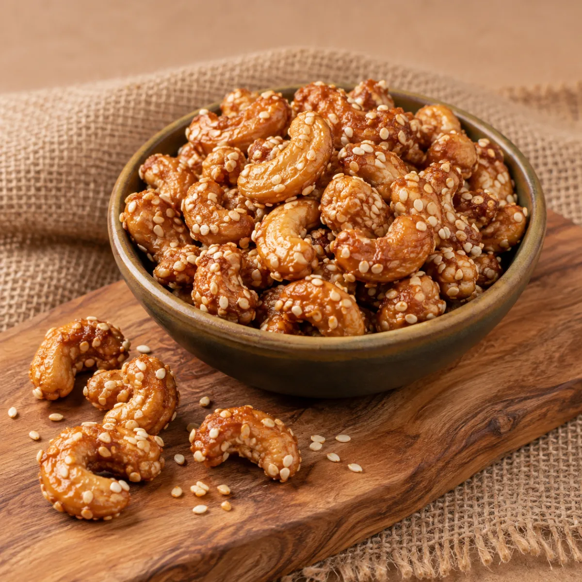 Castanha de Caju Carameliazda com Gergelim